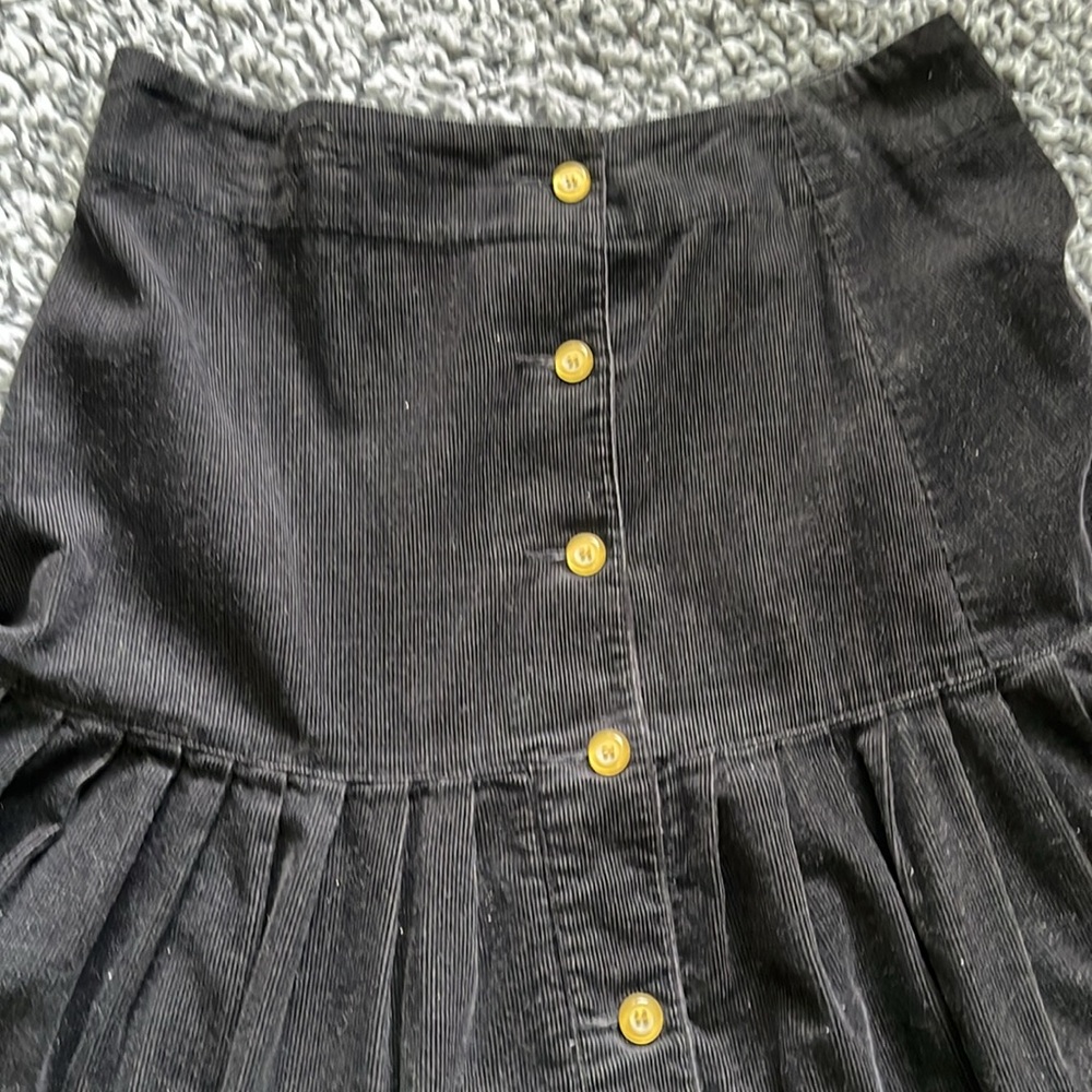 Black Corduroy Button-Down Pleated Skirt - Picture 7 of 12